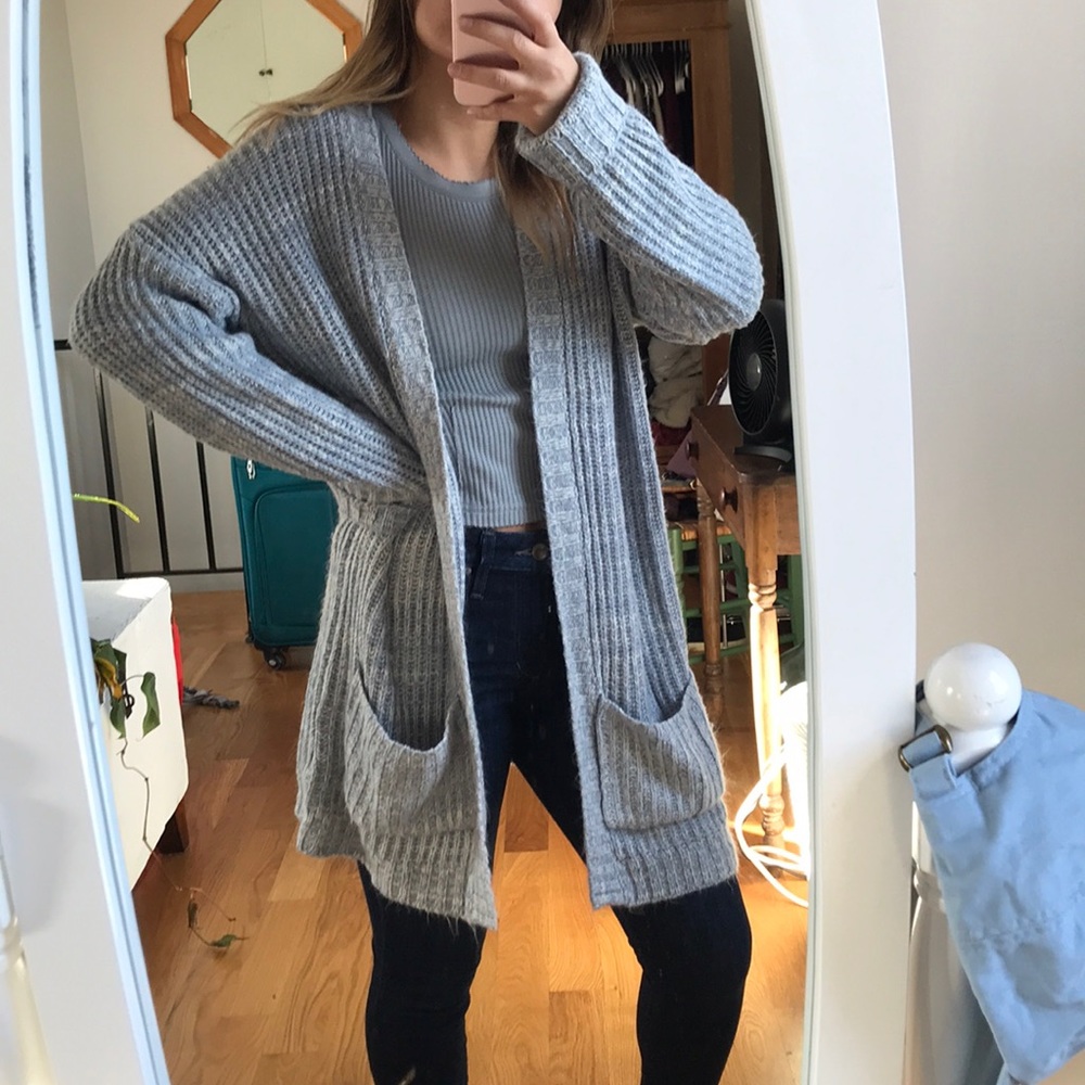 Long baby blue/white sweater